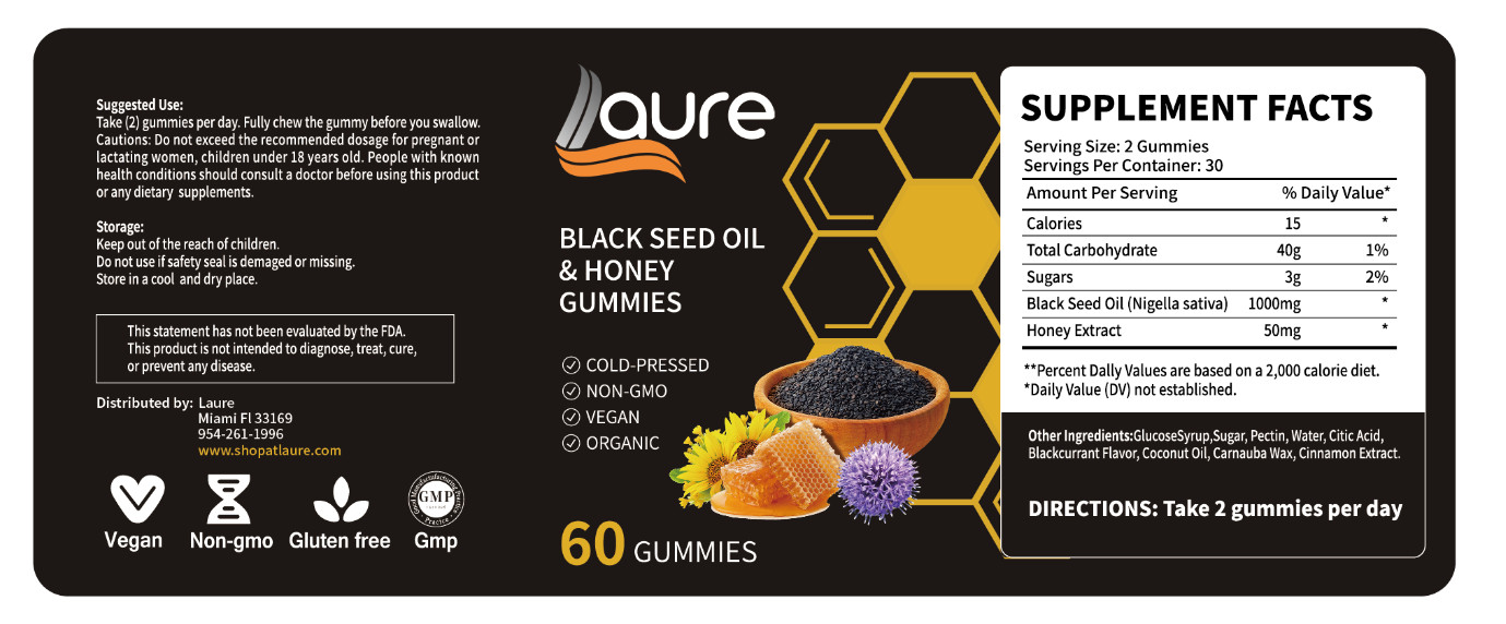 Black Seed Oil & Honey Gummies W/ 2%+ THYMOQUINONE | Nigella Sativa Seeds| Su…