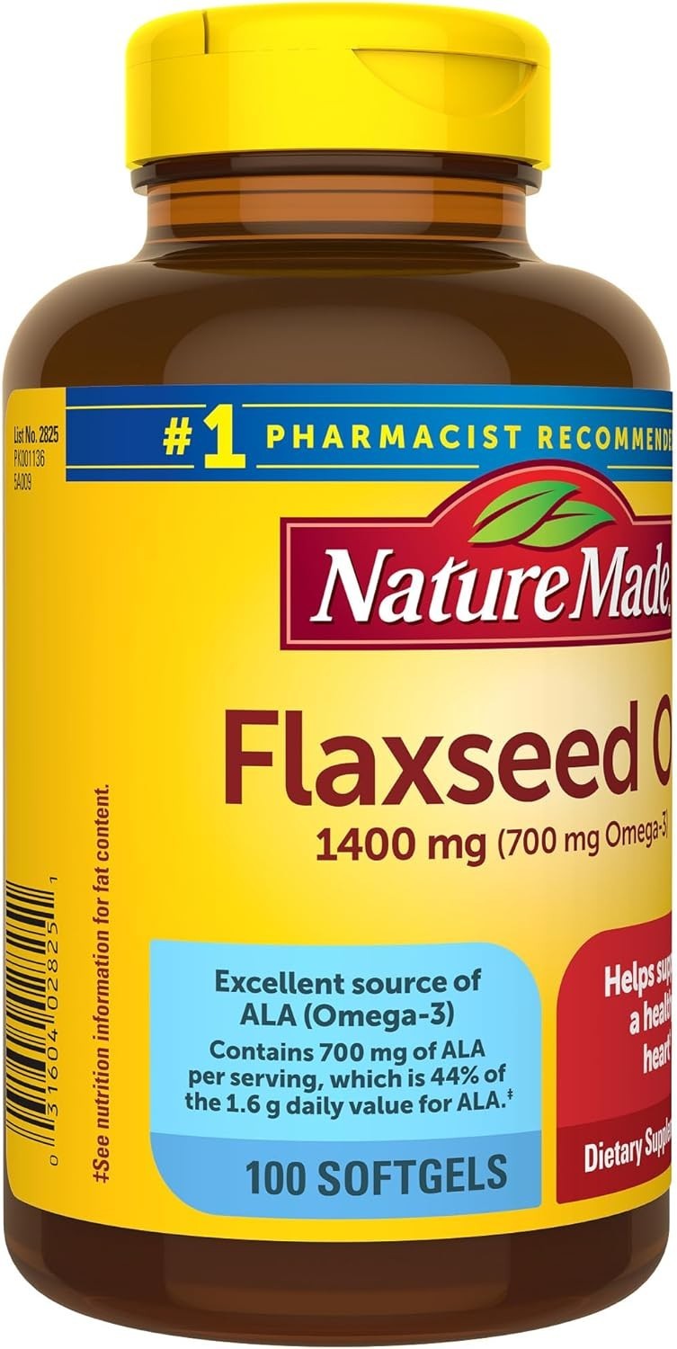 Nature Made Organic Flaxseed Oil 1400mg, Omega 3, 100 Softgels exp 05/26