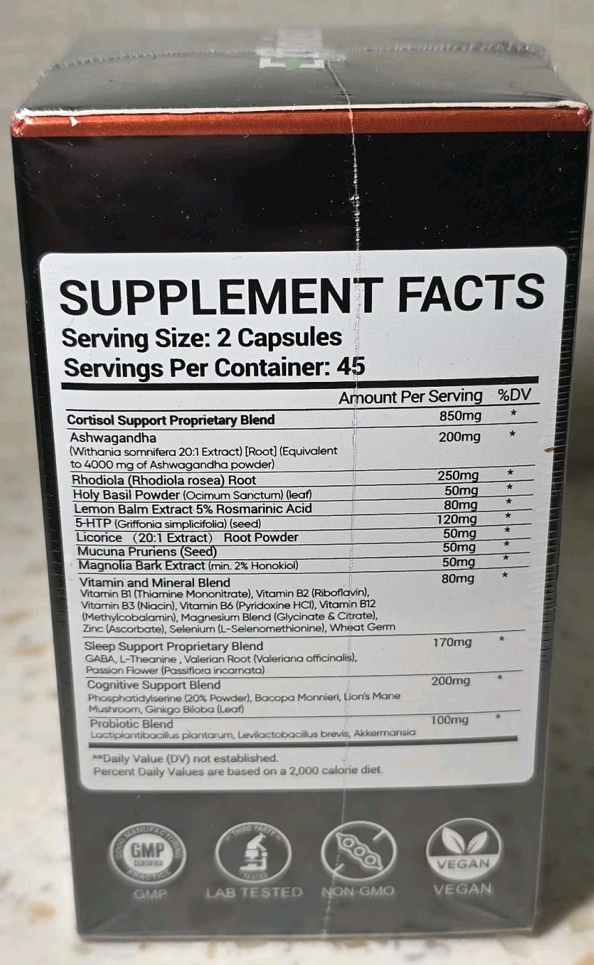 Efioist 25-in-1 Cortisol Health Supplement Reducer Ashwagandha 90 Capsules 02/27