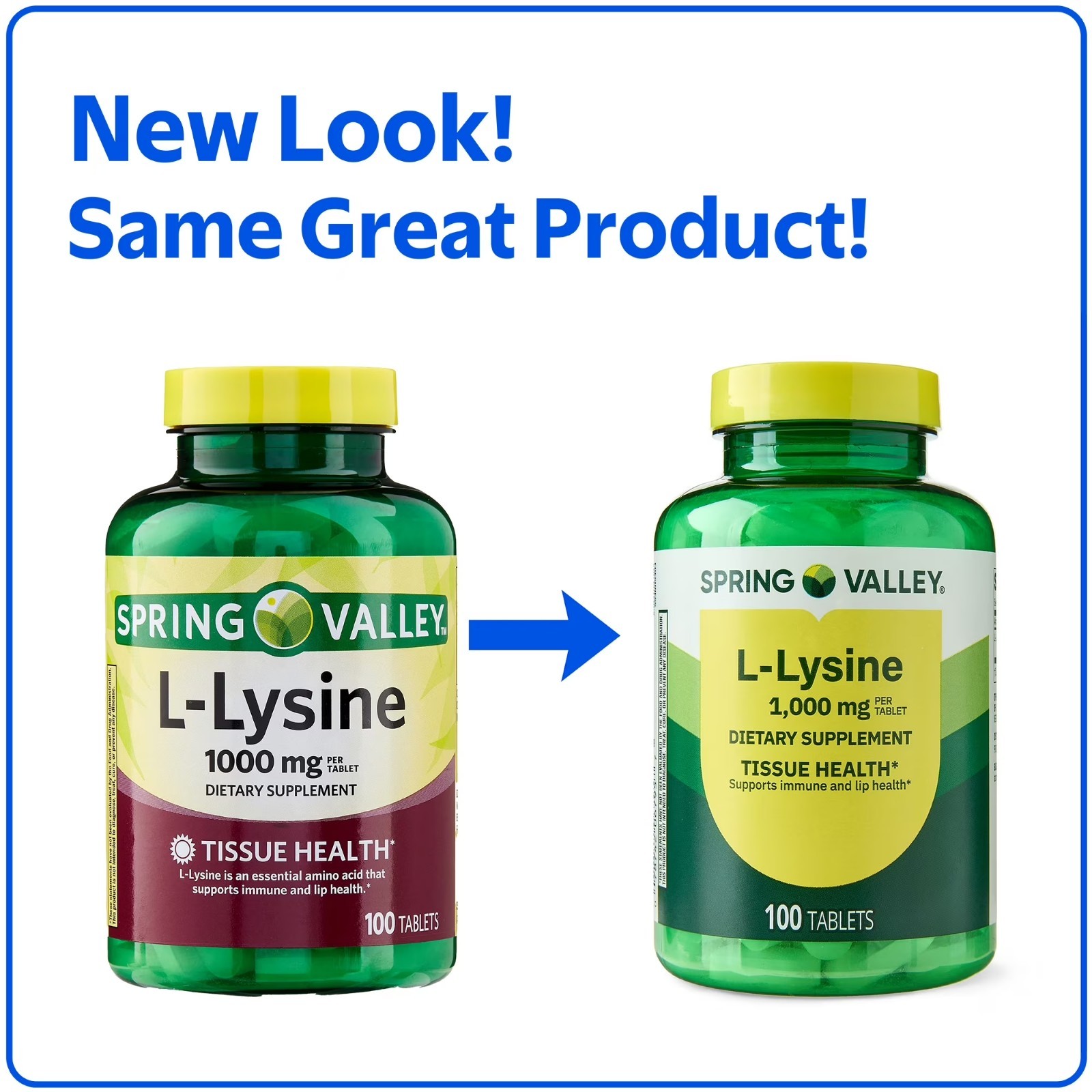 Spring Valley L-Lysine 1000 mg Tablets, 100 Count – Supports Immune Health