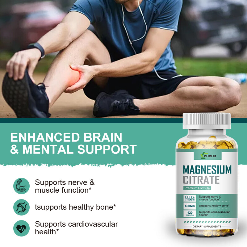 Magnesium Citrate 400mg 120 /240 /480 Capsules Vegetarian/Gluten Free/Non-GMO