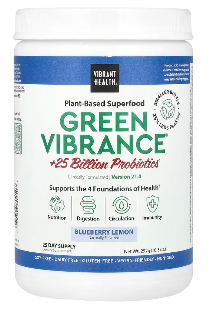 Vibrant Health Green Vibrance Blueberry Lemon 292g (10.30 oz) Powder Best 02/27