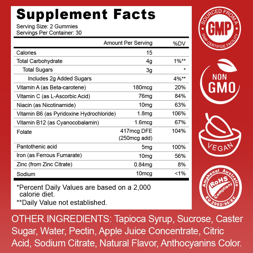 Iron Supplement – with Vitamin C-Improve Energy Levels, Relieve Anemia & Fatigue