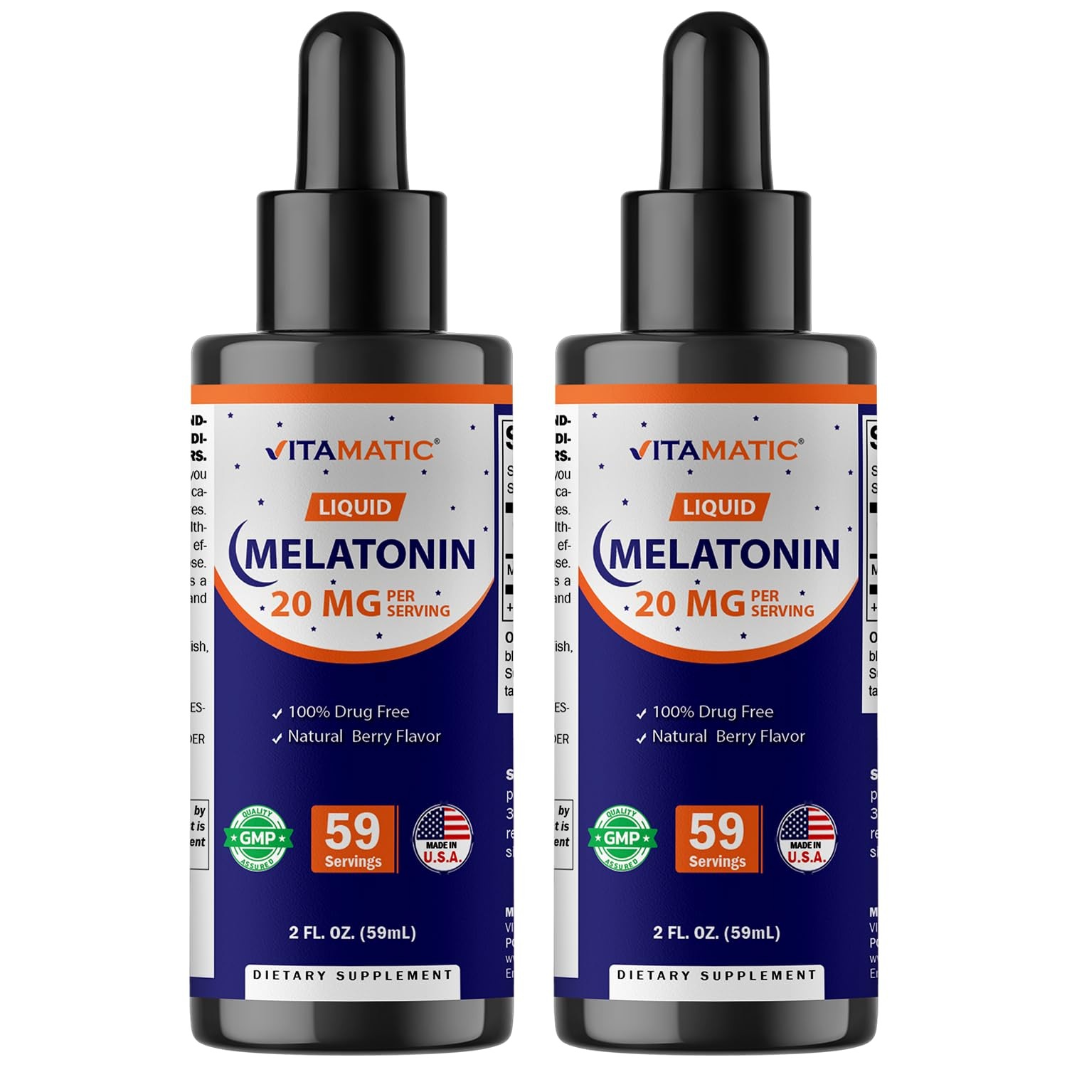 Vitamatic 2-Pack Melatonin 20mg Liquid Drops – 2 fl oz 2 Fl Oz (Pack of 2)