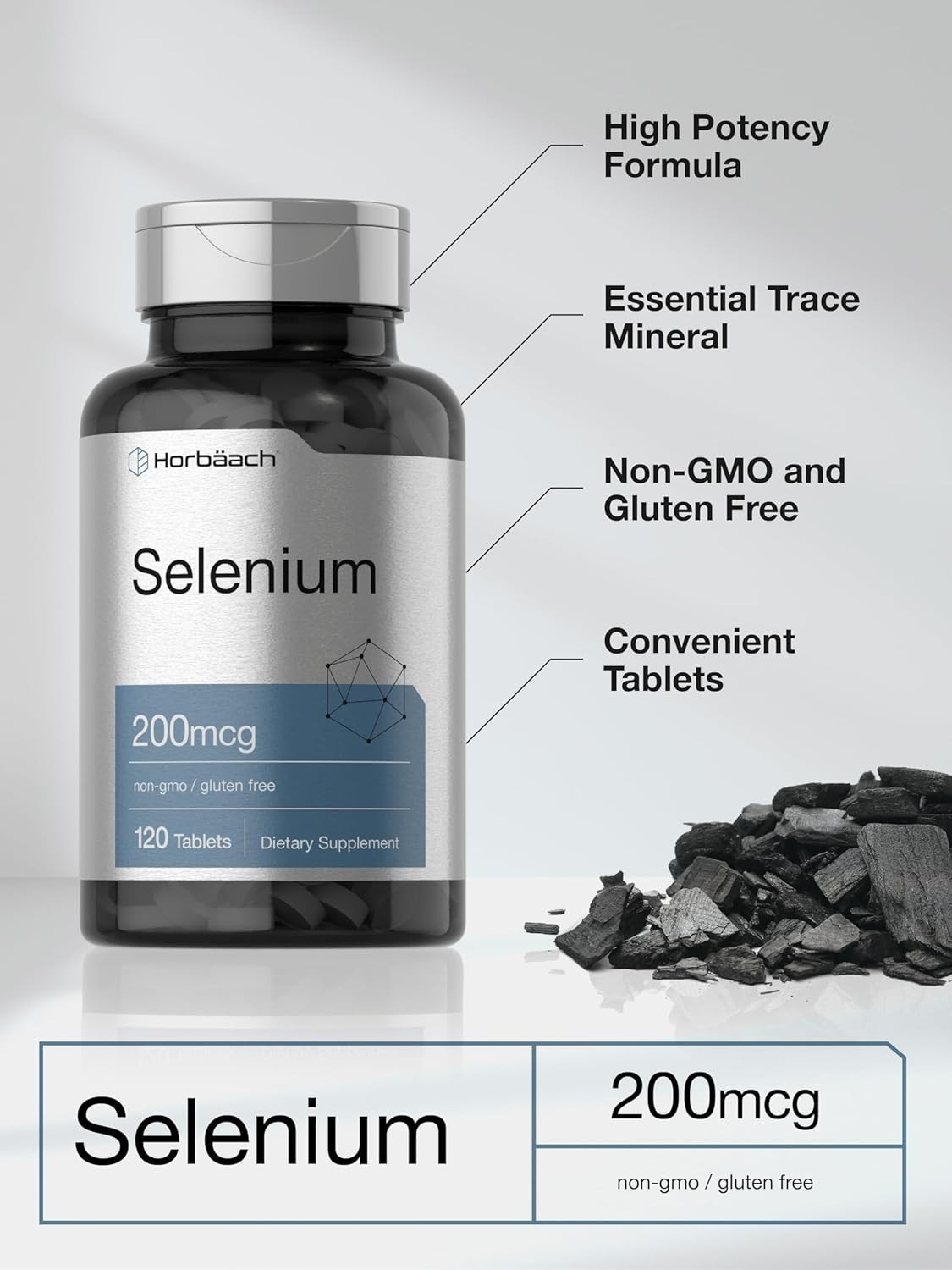 Selenium Supplement 200Mcg for Women and Men| 120 Tablets | Non-Gmo and Gluten F