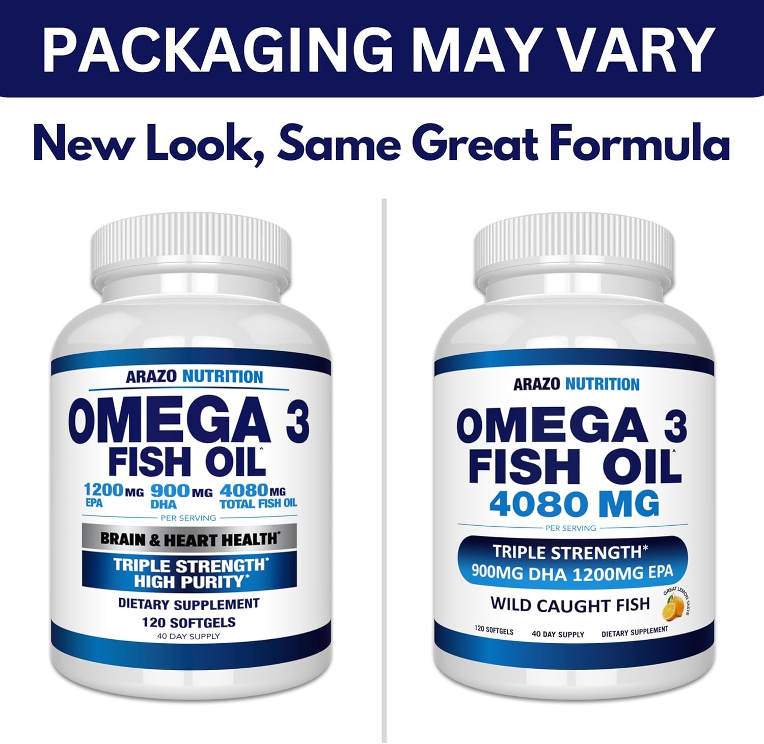 Arazo Nutrition Wild Caught Omega 3 Fish Oil – 120 Soft 120 Count (Pack of 1)