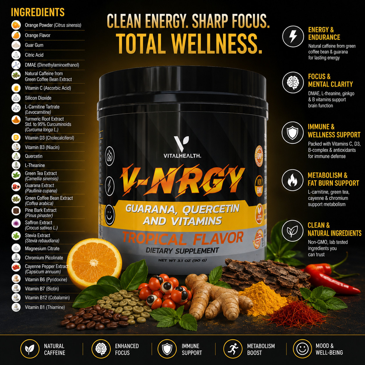 V-NRGY by Vitalhealth. (Natural Energy) Free Shipping