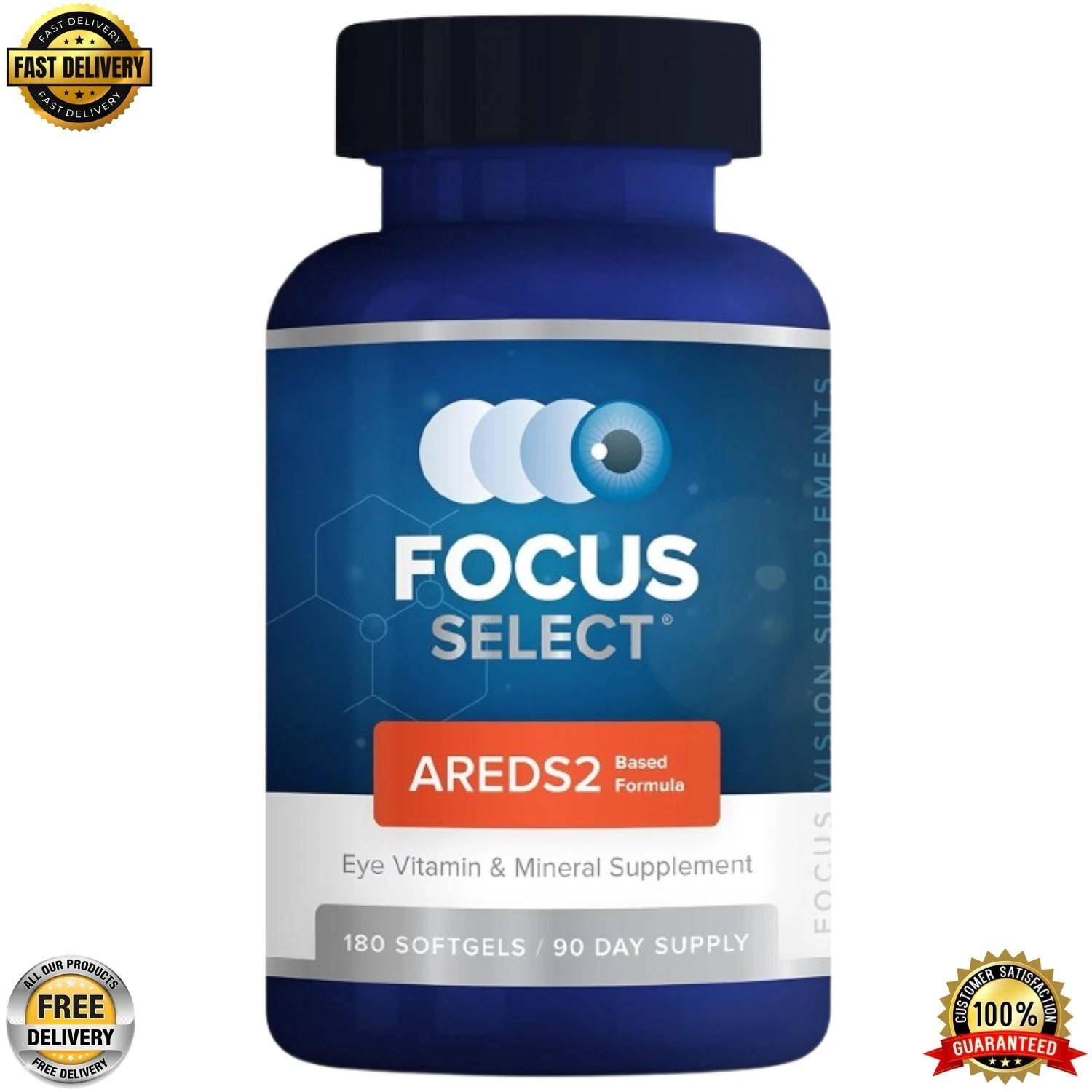 Focus Select AREDS2 Based Eye Vitamin-Mineral Supplement-180 Caps-EXP 02/11/2027