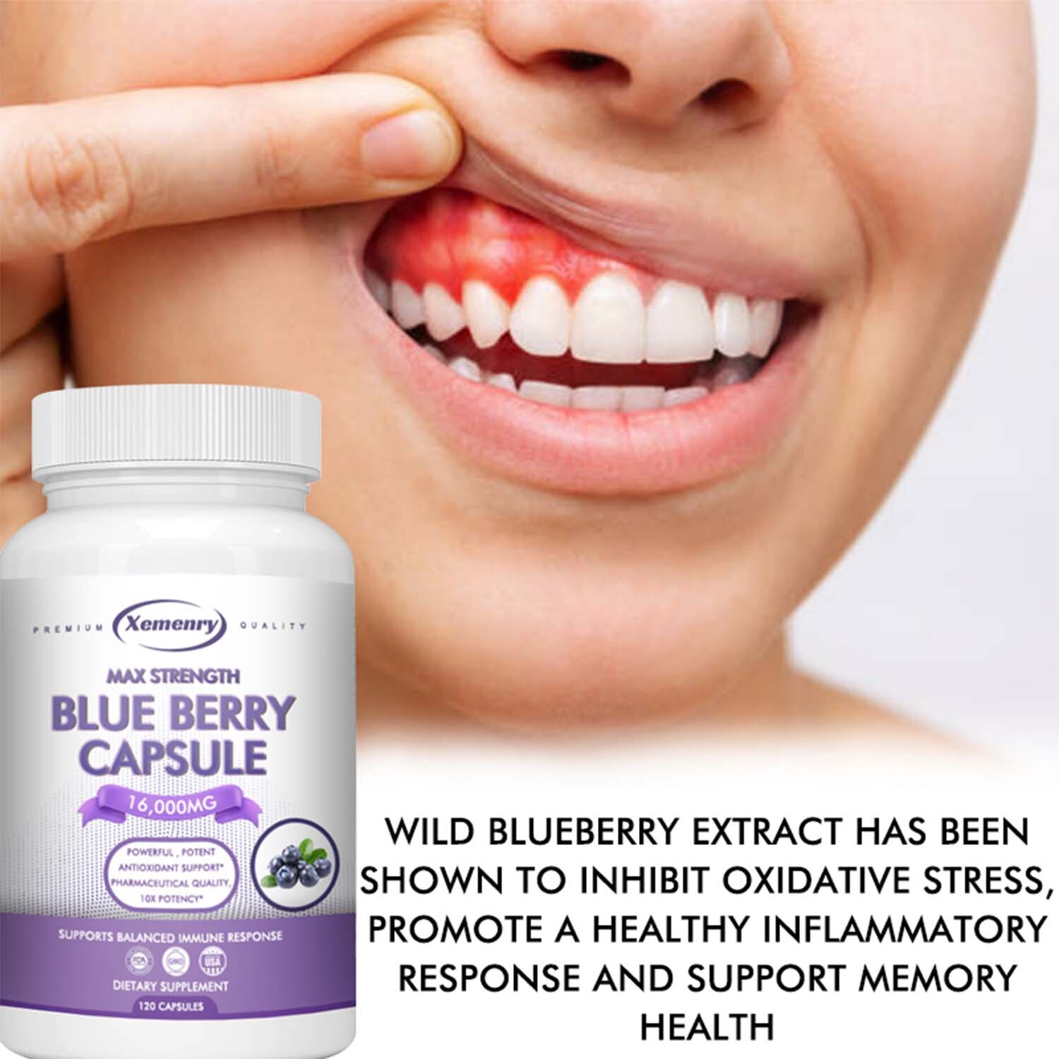 Blueberry Capsules 16000mg – High Strength Antioxidant, Promotes Ere Health