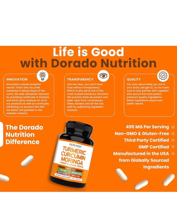 Turmeric Curcumin Supplement with Black Pepper, Ginger, 120 Count (Pack of 1)