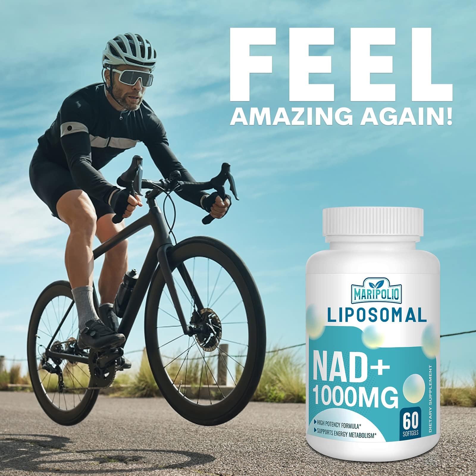 Maripolio Liposomal NAD+ 1000 mg Supplement | High Bioavailability Liposomal