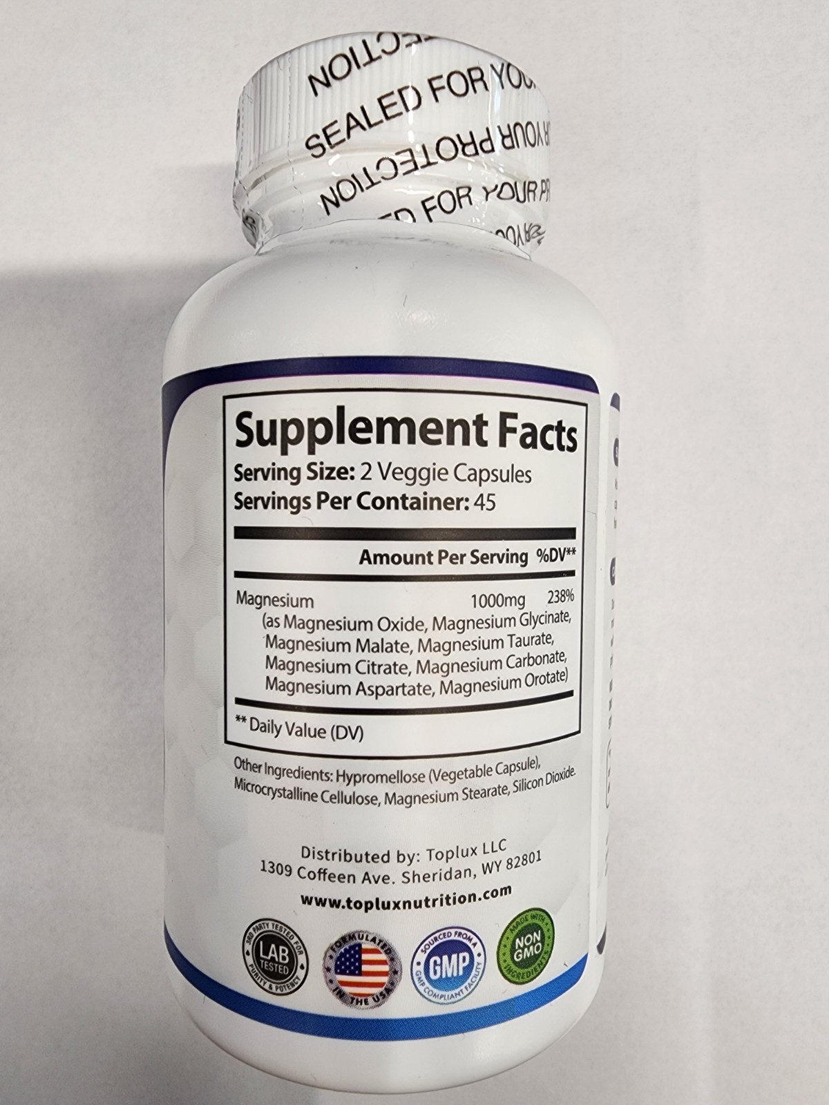 Lot of Magnesium Complex – 1000mg, 90 Capsules, Lot of 10 bottles