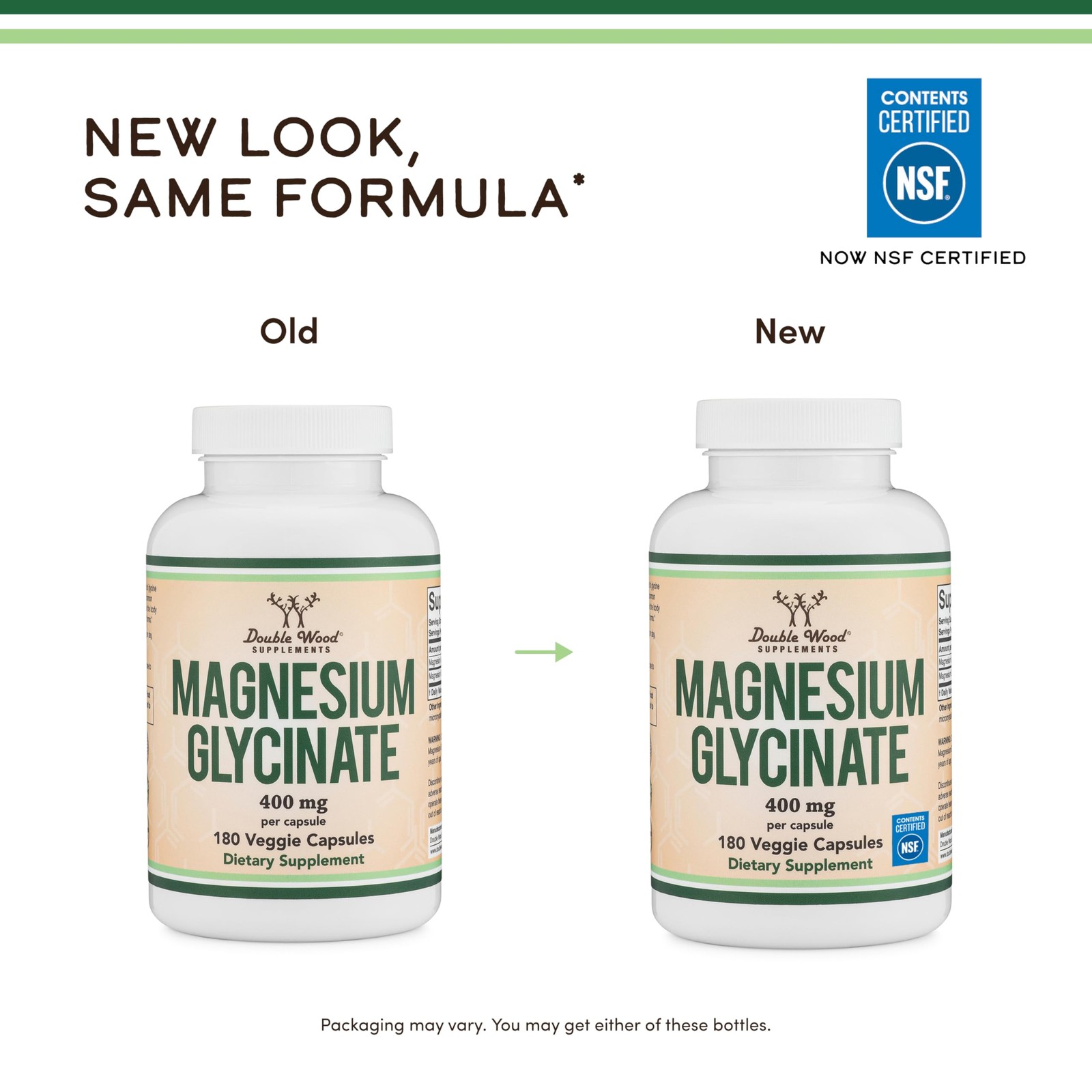 Magnesium Glycinate 400mg | 180 Capsules | Sleep, Muscle, 180 Count, No Color