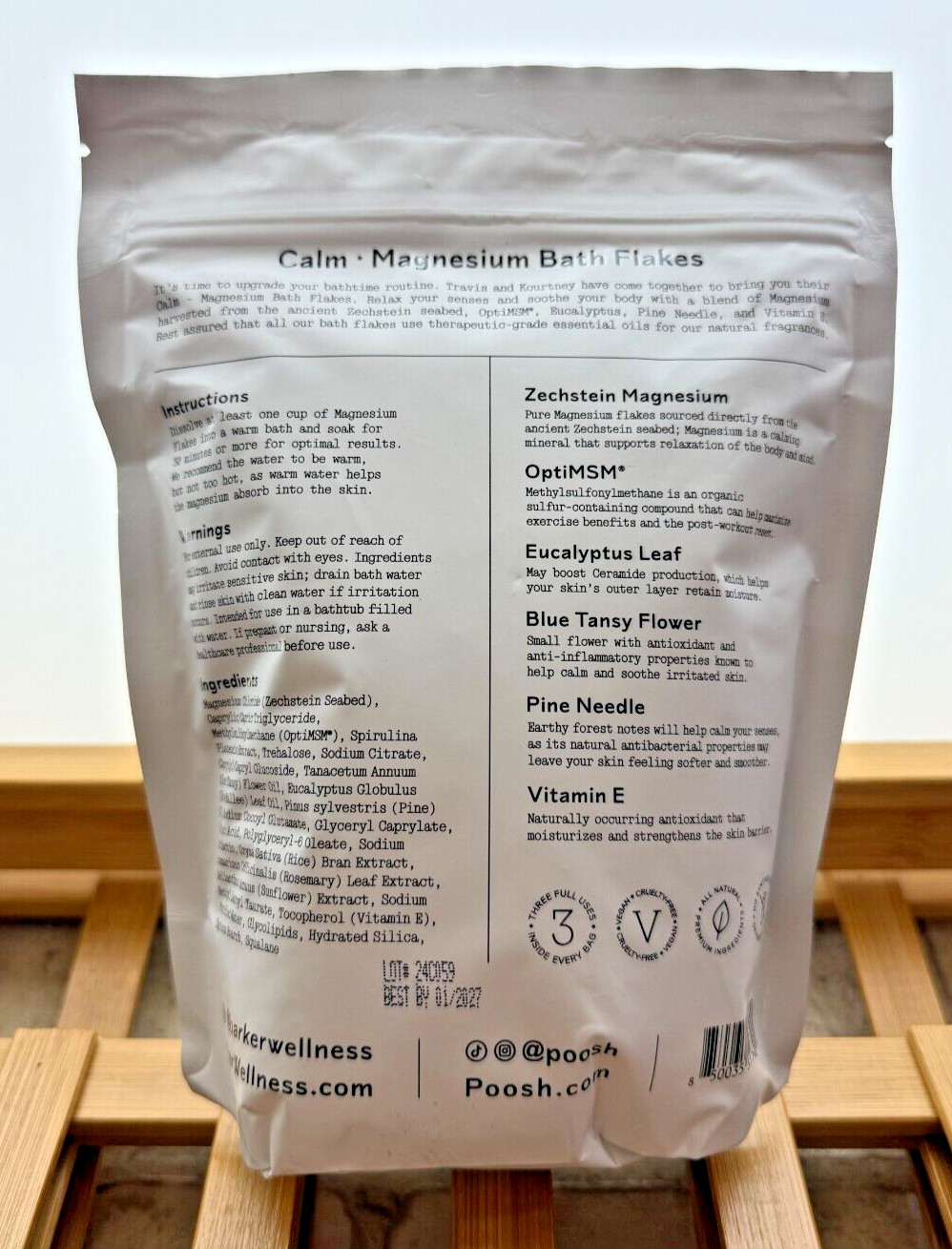 (3) KOURTNEY X BARKER WELLNESS – CALM MAGNESIUM BATH FLAKES 17.6 OZ EA