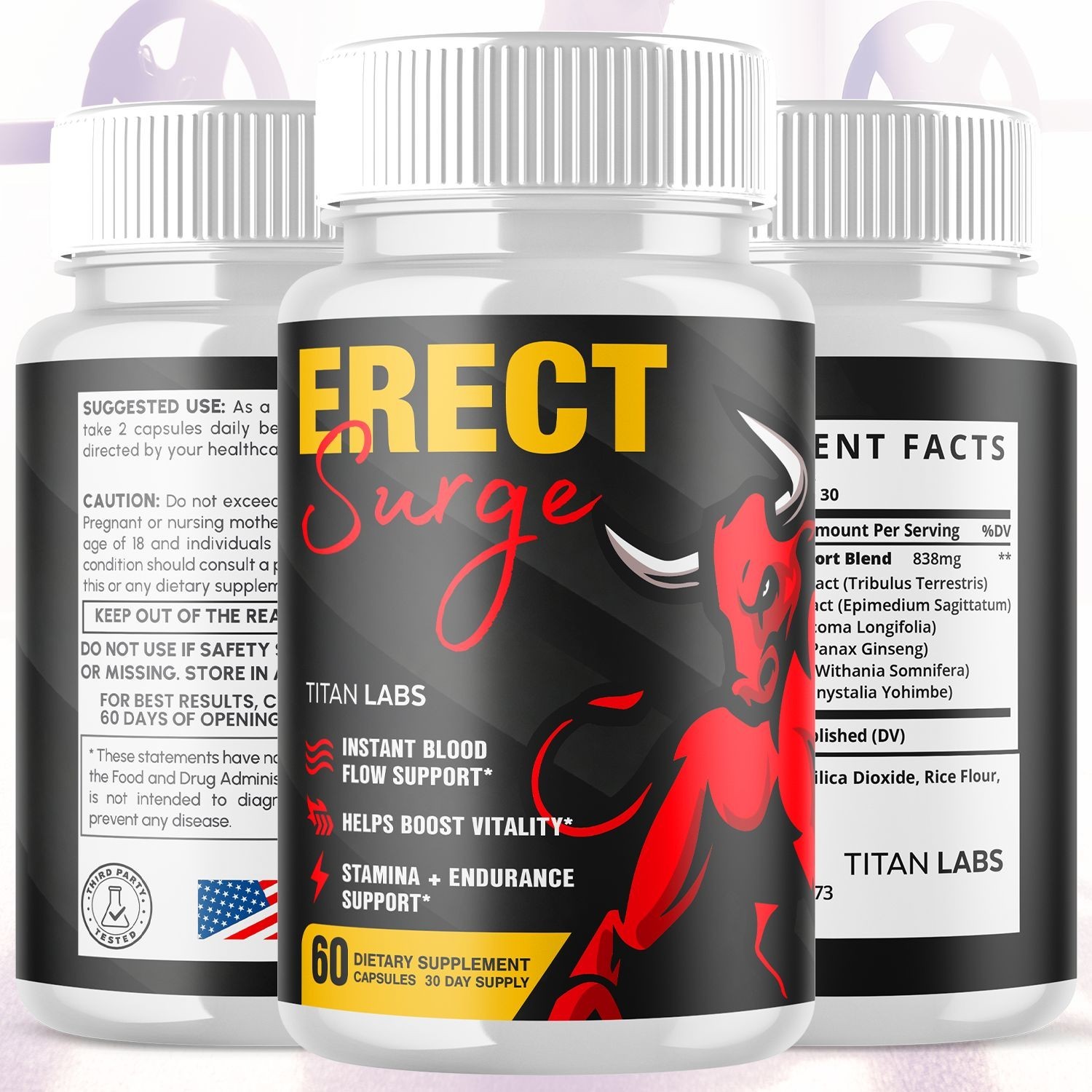(5 Pack) Erect Surge Advanced Male Support Max Supplement ErectSurge 300 Capsule