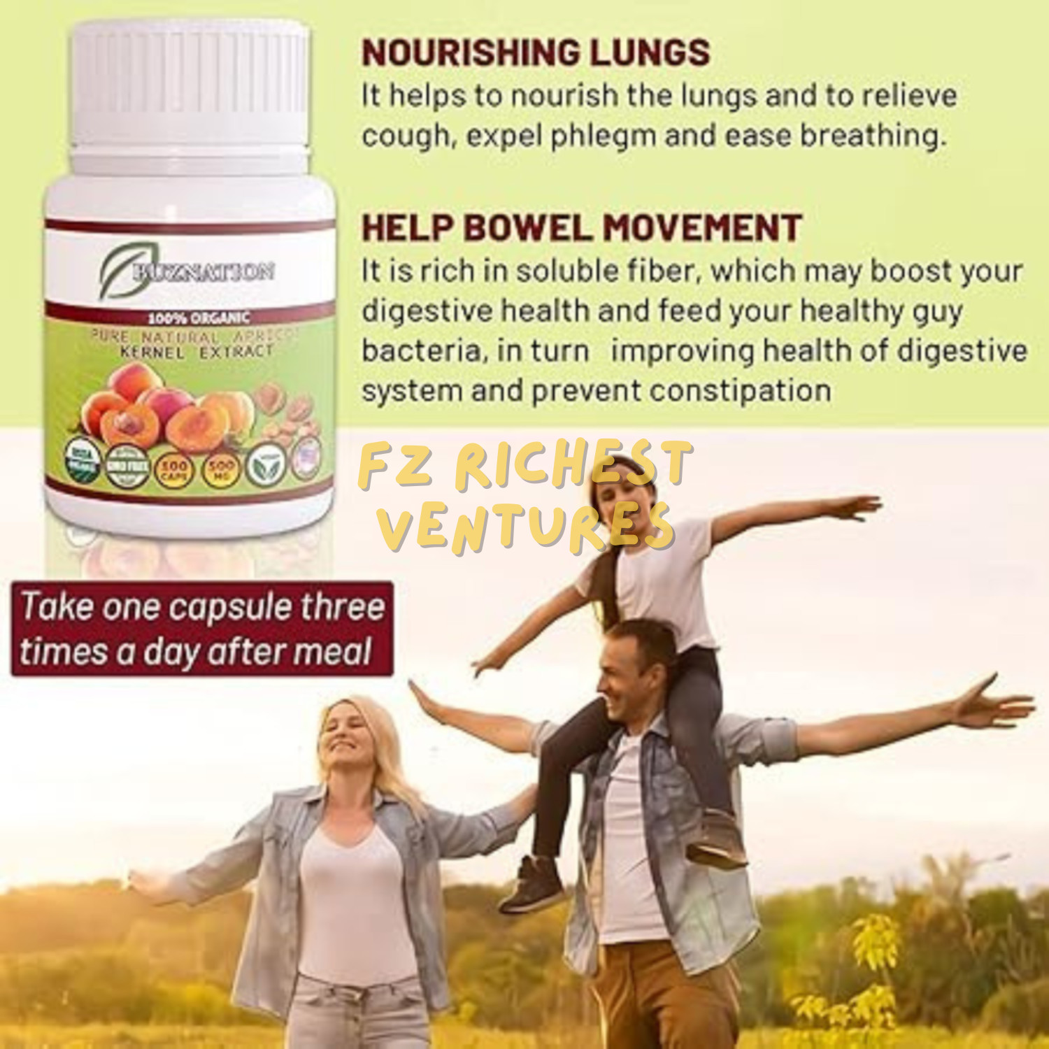 Apricot Extract Boosts Metabolism & Healthy Skin Organic 100 Caps 500mg FREESHIP