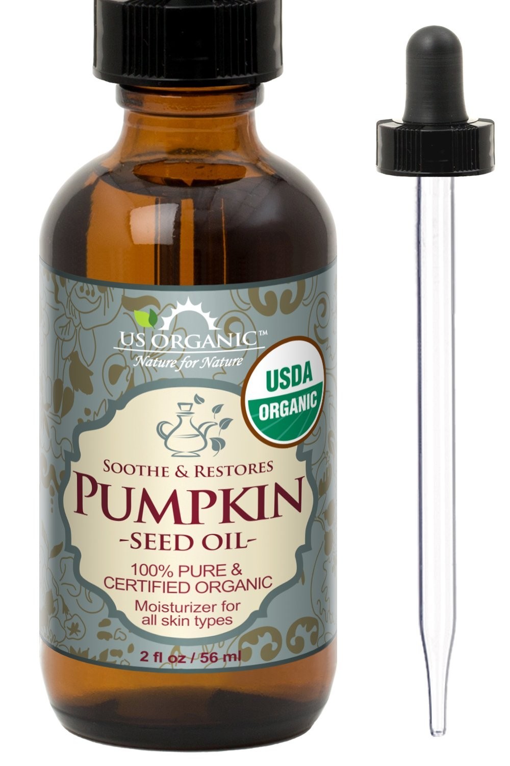 Organic Pumpkin Seed Oil 2oz Cold Pressed Virgin for Skin & Hair