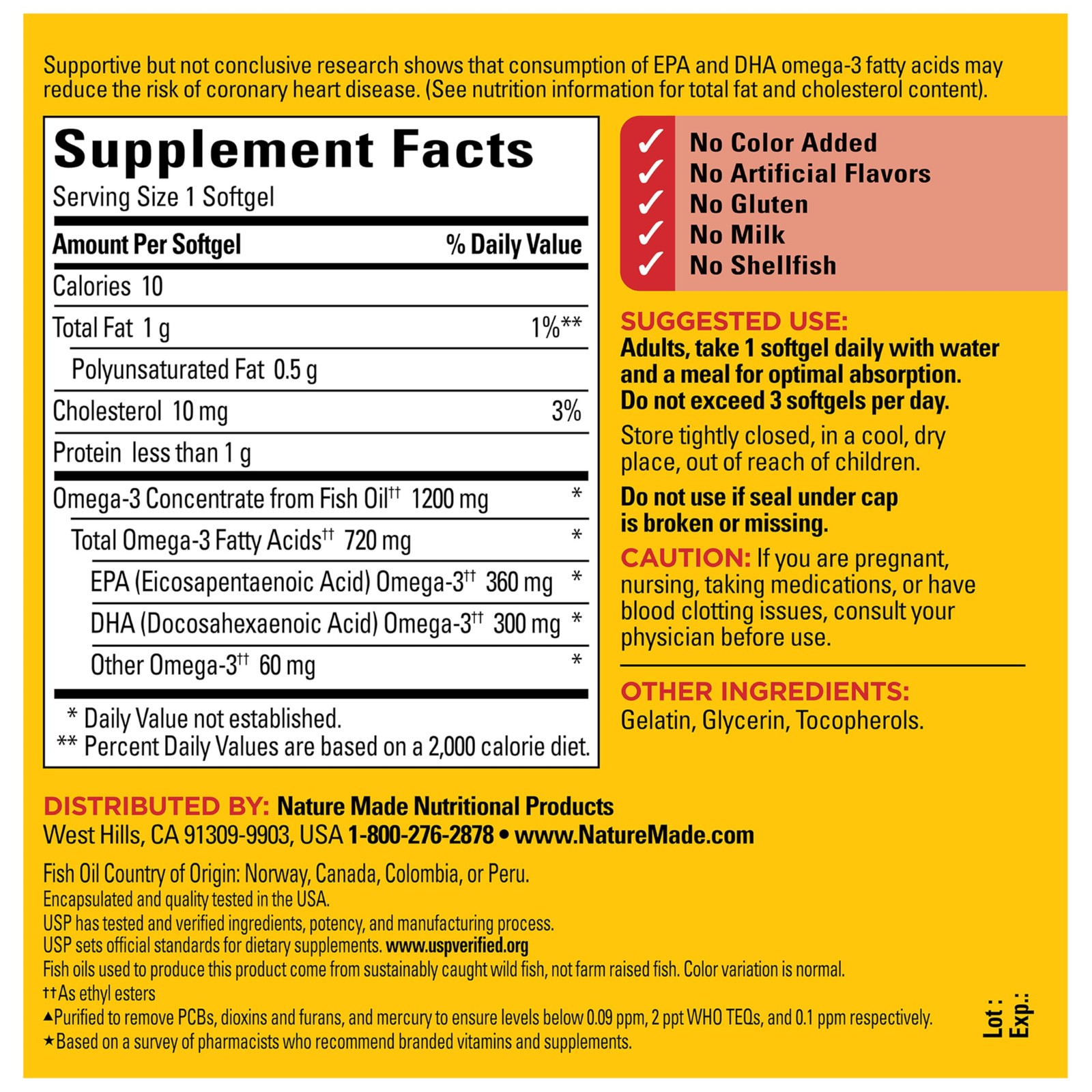 100 Count (Pack of 1), Nature Made One Per Day Fish Oil 1200 Mg Softgels 100…