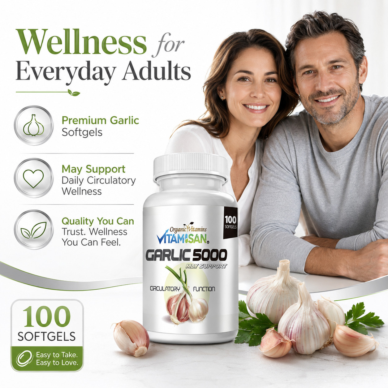 Garlic PILL 100 softgels cholesterol health support Organism Ajo
