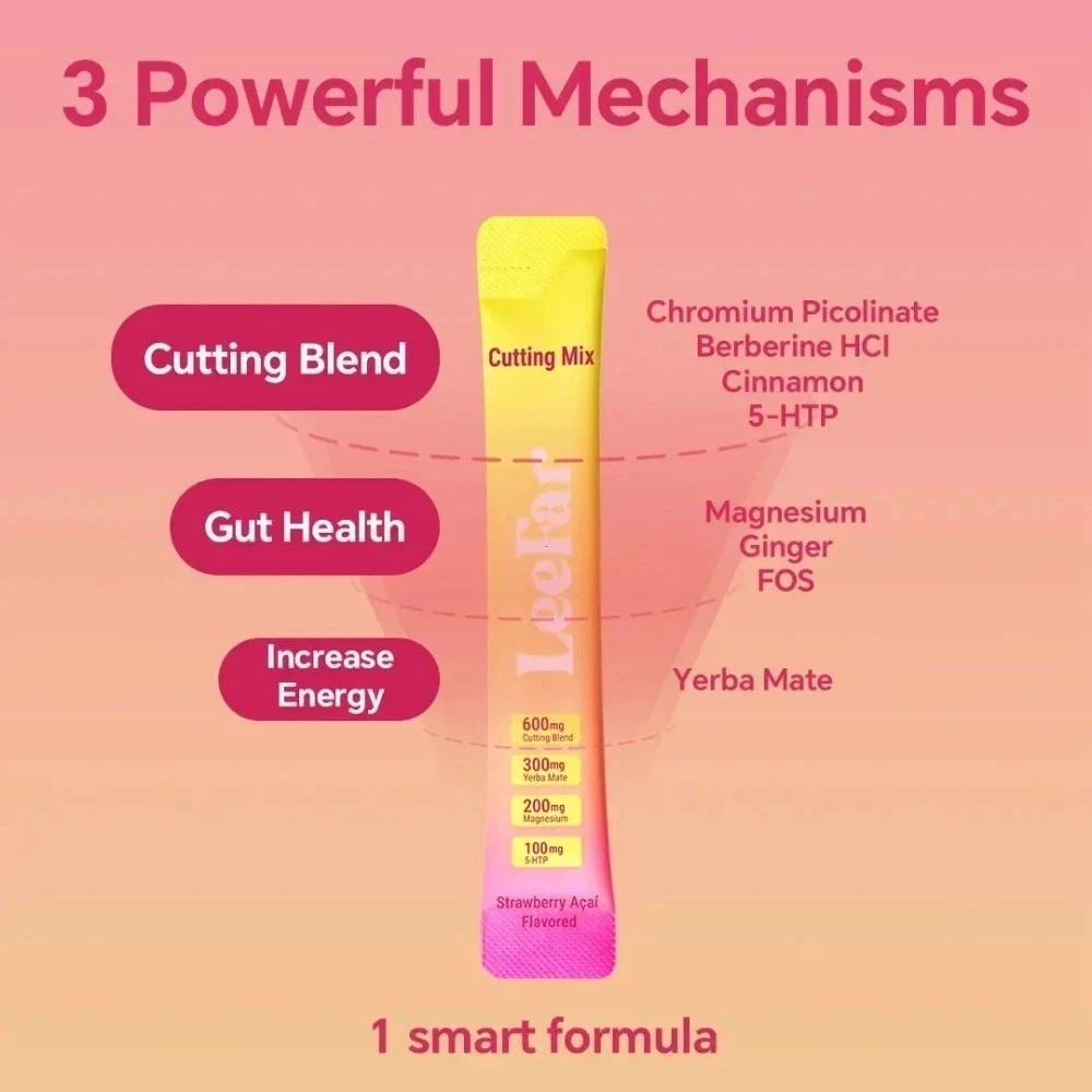 LeeFar Cutting Drink Mix Berberine Yerba Mate 30 Sticks Strawberry Acai