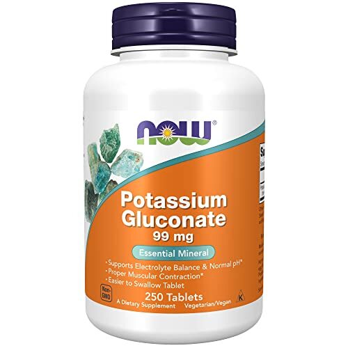 NOW FOODS Potassium Gluconate 99 mg Vegetarian 250 Tablets