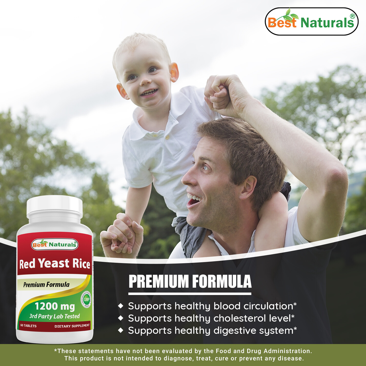 3 Pack Best Naturals Red Yeast Rice 1200 mg 60 Tablets