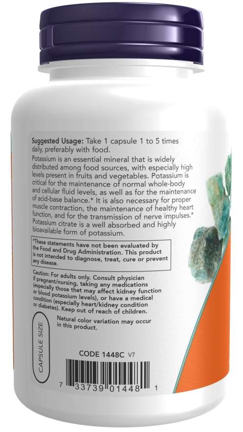 NOW Foods Potassium Citrate Electrolyte pH Balance 180 Caps 03/26EXP FREE SHIP
