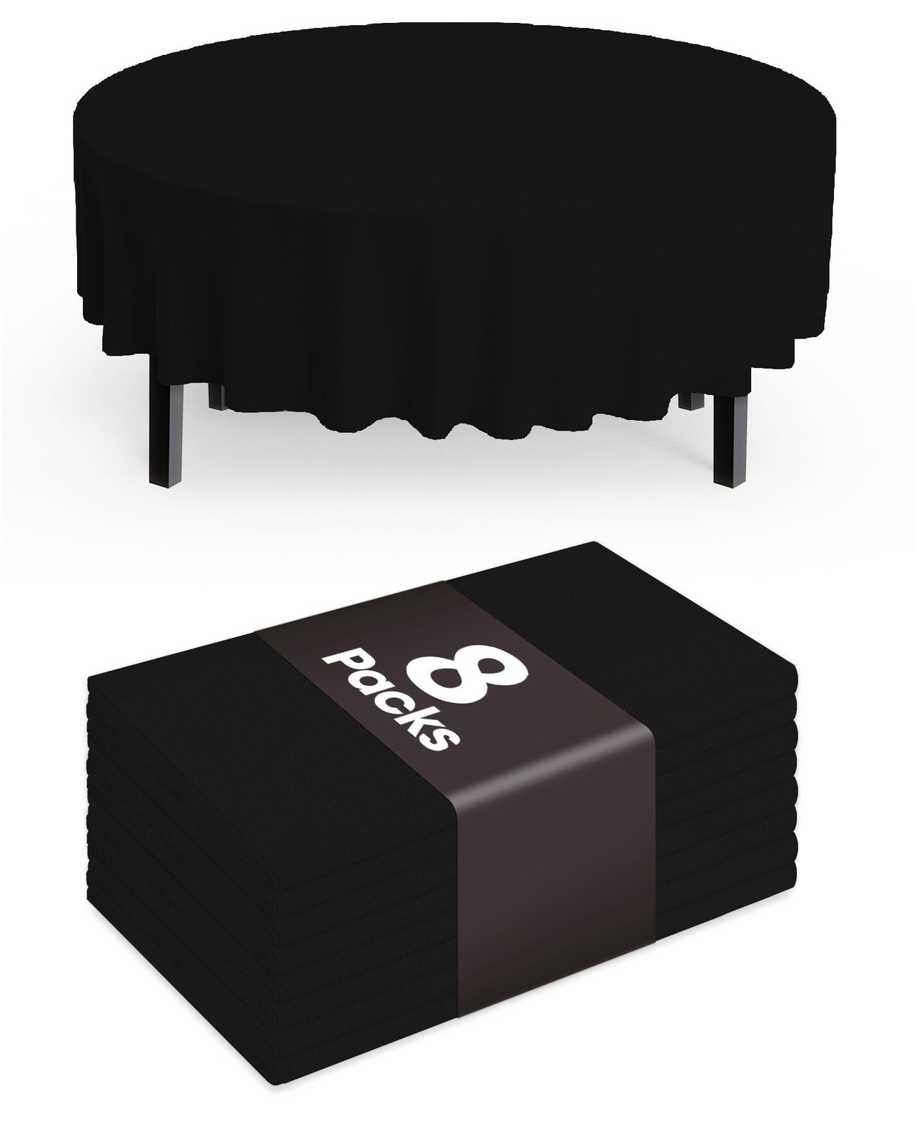 Pureegg Plastic Table Cloth Disposable 8 Pack, 84» Round Table Cloths, Gradu…