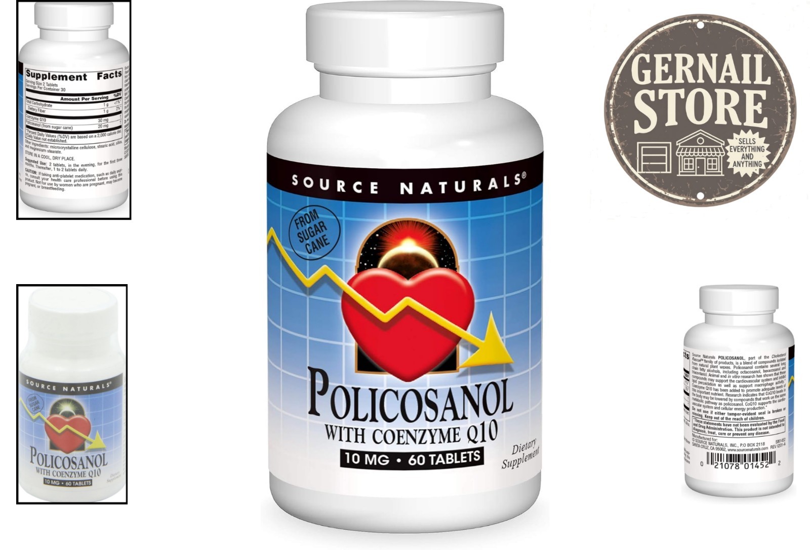 Policosanol 10mg with Coenzyme Q10 – 60 Vegetarian Tablets for Heart Health