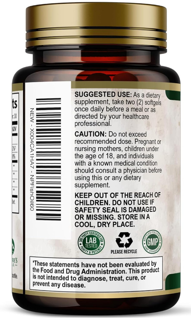Omega 3 Fish Oil 2400mg – Triple Strength EPA & DHA, 60 Softgels