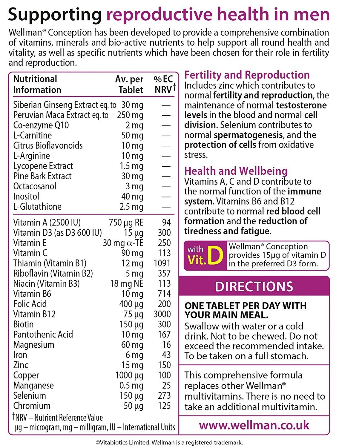 VITABIOTICS WELLMAN CONCEPTION 30 TABLETS by 30 Count (Pack of 1), Tan