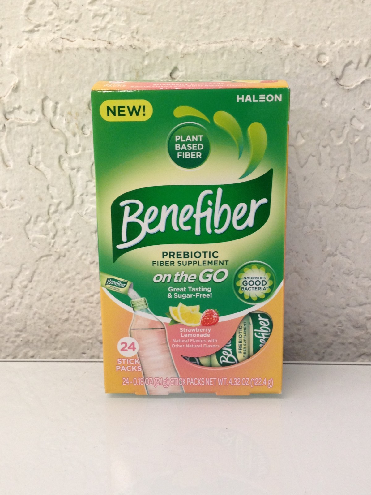 Benefiber On The Go Prebiotic Fiber Supplement Strawberry Lemonade – 24 Stick PK