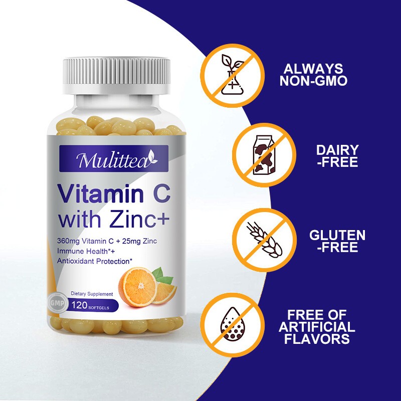 Vitamin C with Zinc 120 Capsules Antioxidant Supplements for Immune Support
