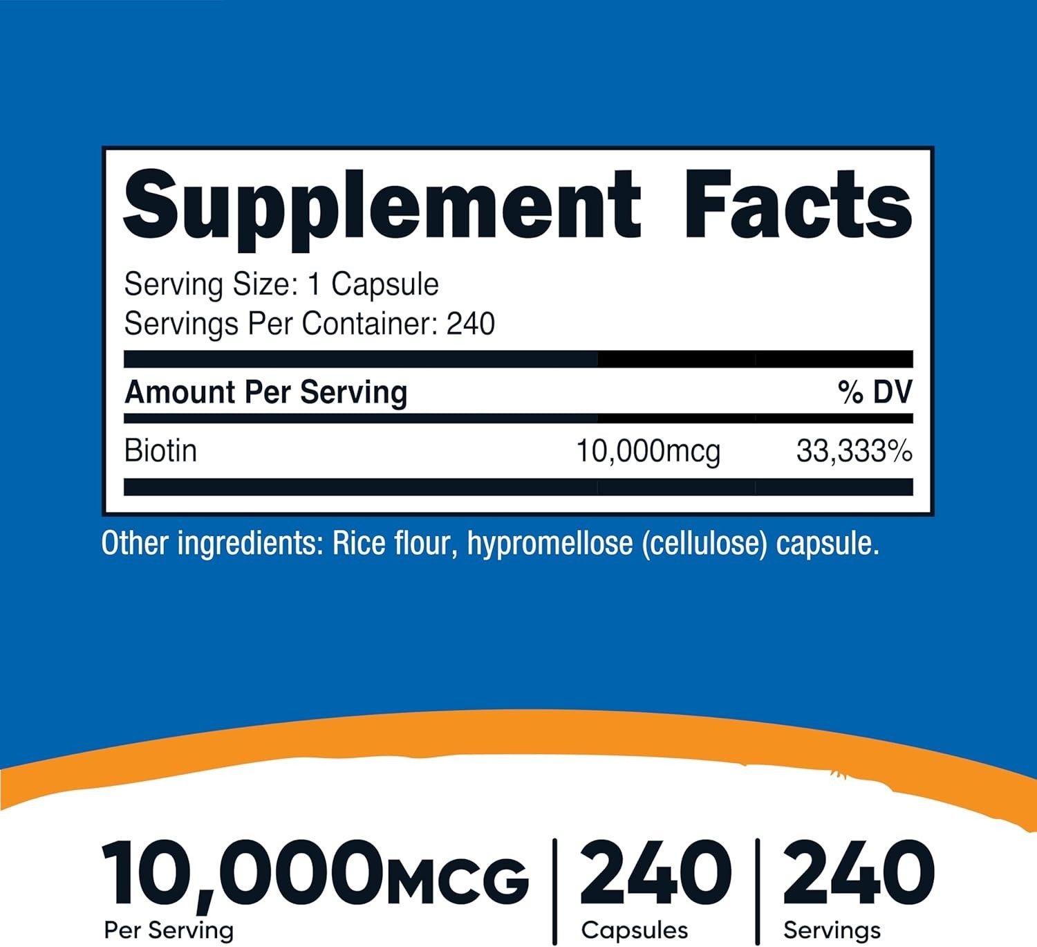Biotin Vitamin B7 10,000mcg 10mg Vitamin Supplement, 240 Capsules – Vegetaria…