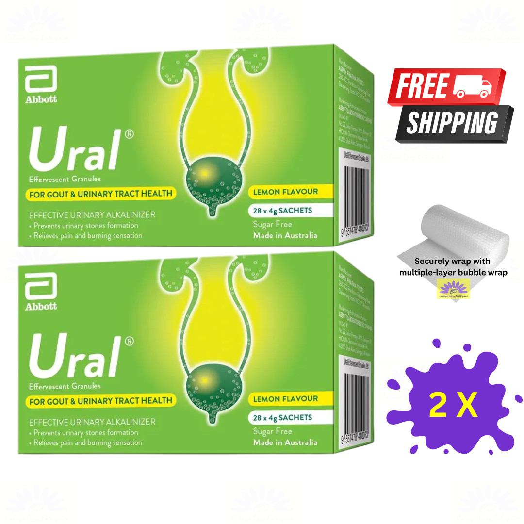 2 X Abbott Ural Effervescent Granules Urine Alkalinizer (4g x 28 sachets)