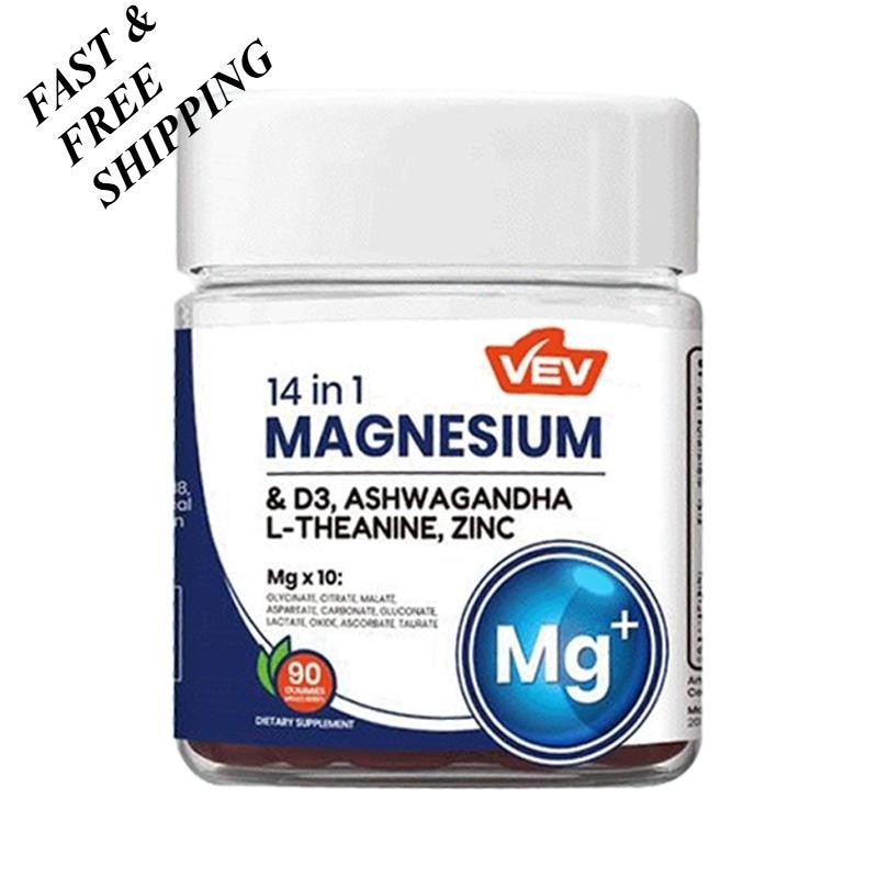 2 PACKS-VEV 14-in-1 Magnesium Gummies Ashwagandha, L-Theanine, Vitamin D3 & Zinc