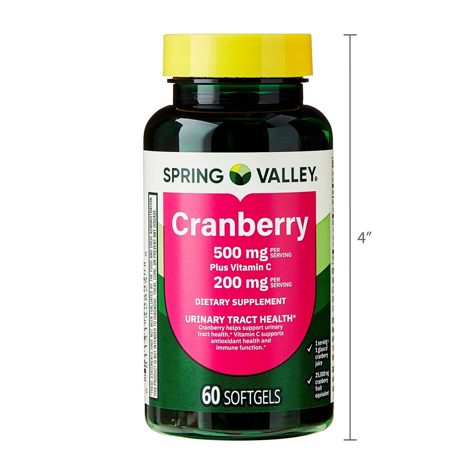 Cranberry Plus Vitamin C Softgels 500mg Urinary Tract Health Support 60 Count US