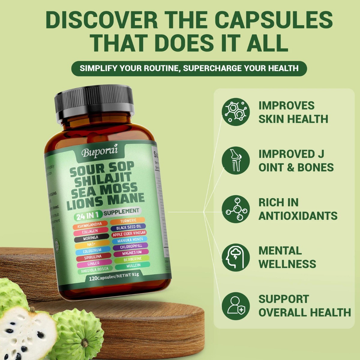 Soursop Dietary Supplement 24-in-1 | Supports Skin, Joint & Bone Health**