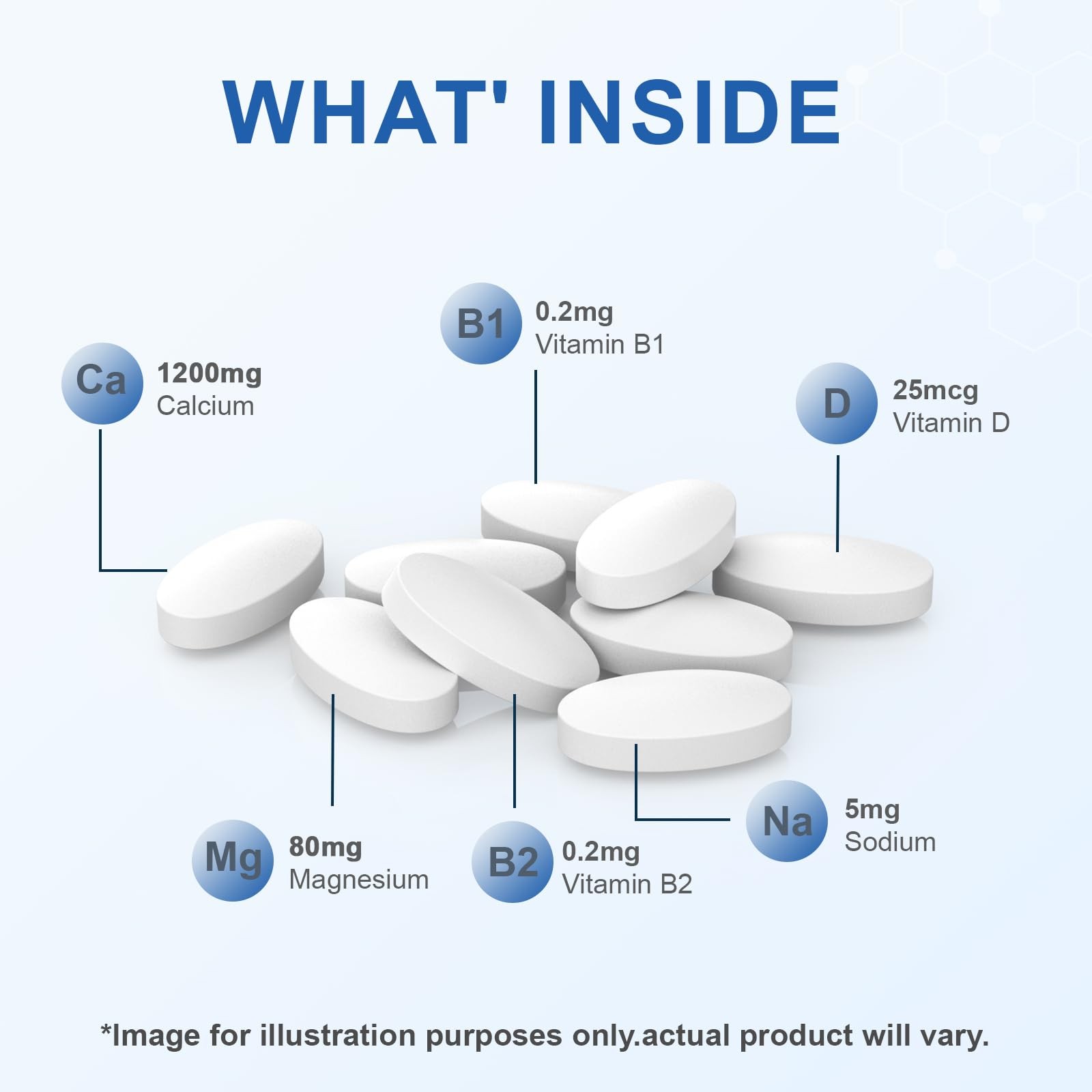 Calcium Vitamin D3 1200mg Magnesium Tablets 186 Count Sugar Free