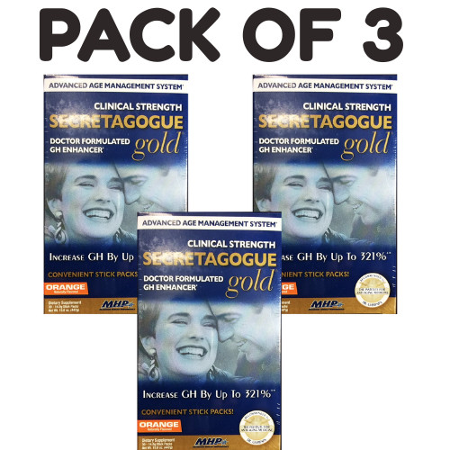 MHP Secretagogue Gold – Orange Flavor – 30 Packets – Pack of 3