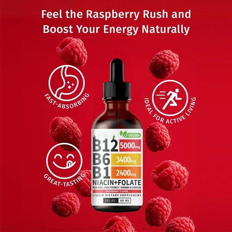 (2-PACK) Vitamin B12 Liquid Supplement Drops with B6, B1, Niacin & Folate – Edib