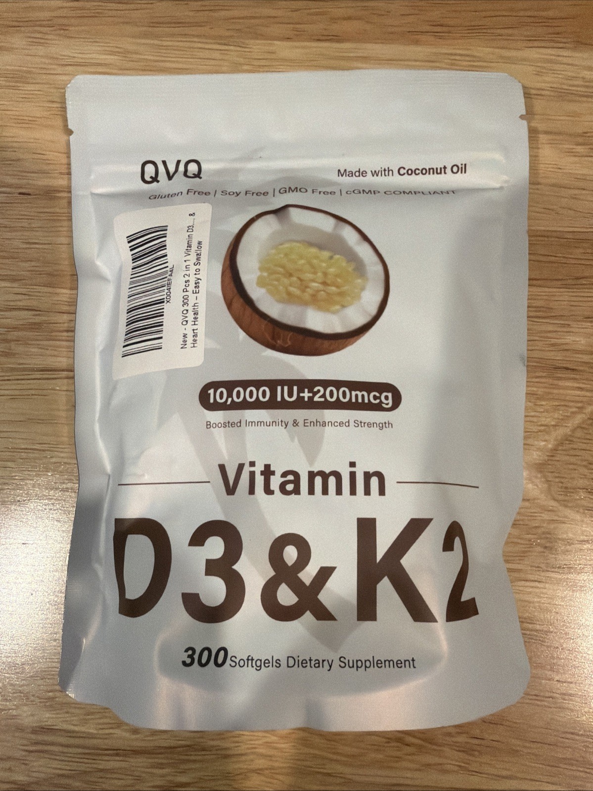 QVQ 300 Pcs 2 in 1 Vitamin D3 10000 iu Plus K2 (MK-7) 1 Count (Pack of 300)