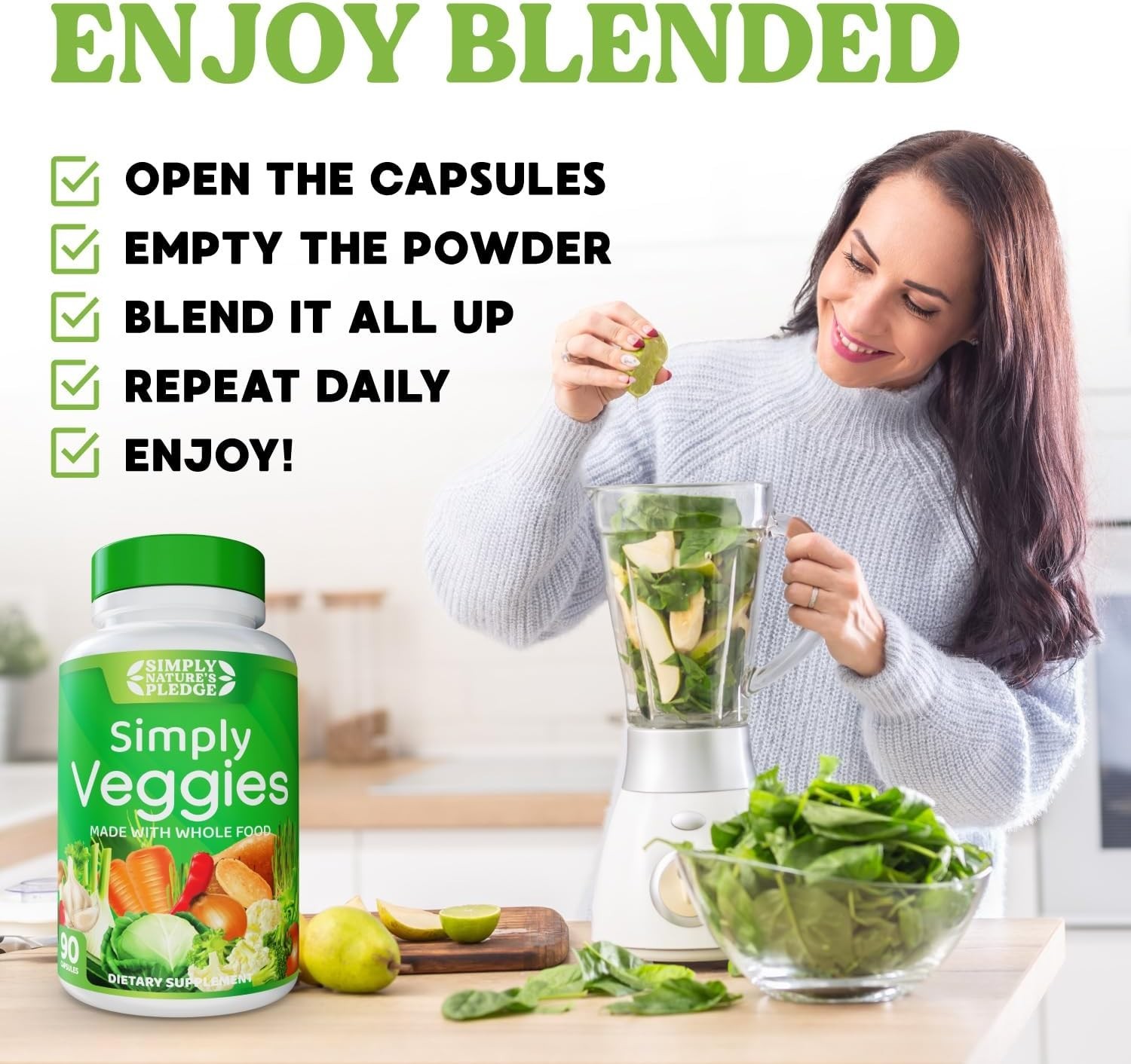 42 Whole Food Superfoods in 90 Capsules – Soy Free & Nutrient-Rich