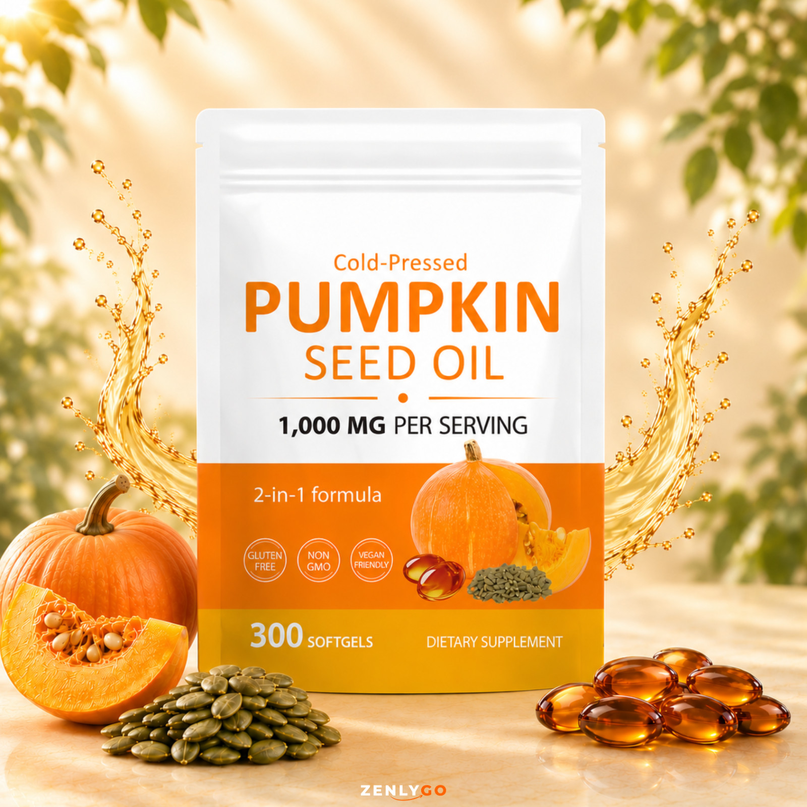 Pumpkin Seed Oil 1000mg With Saw Palmetto 300 Softgels