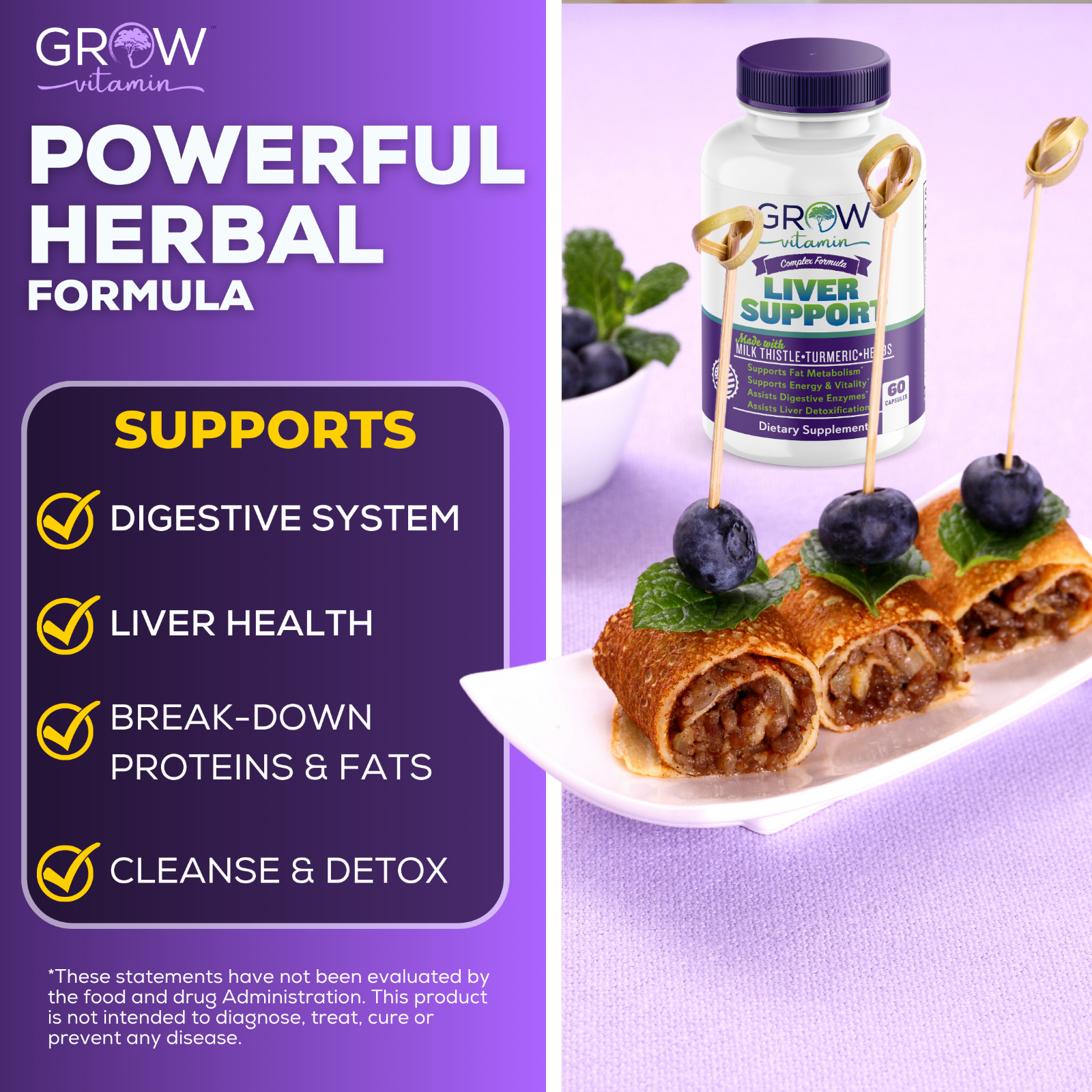 Natural Liver & Gallbladder Cleanser Detox Supplement for Liver Health 60 CAPS