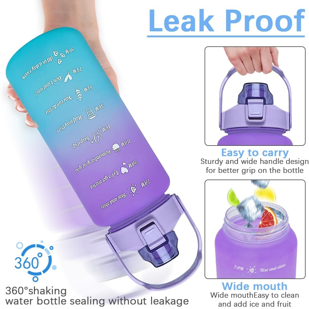 EITMOW 64 oz Large Capacity Water Bottle with Motivational 64 Ounces, Purple