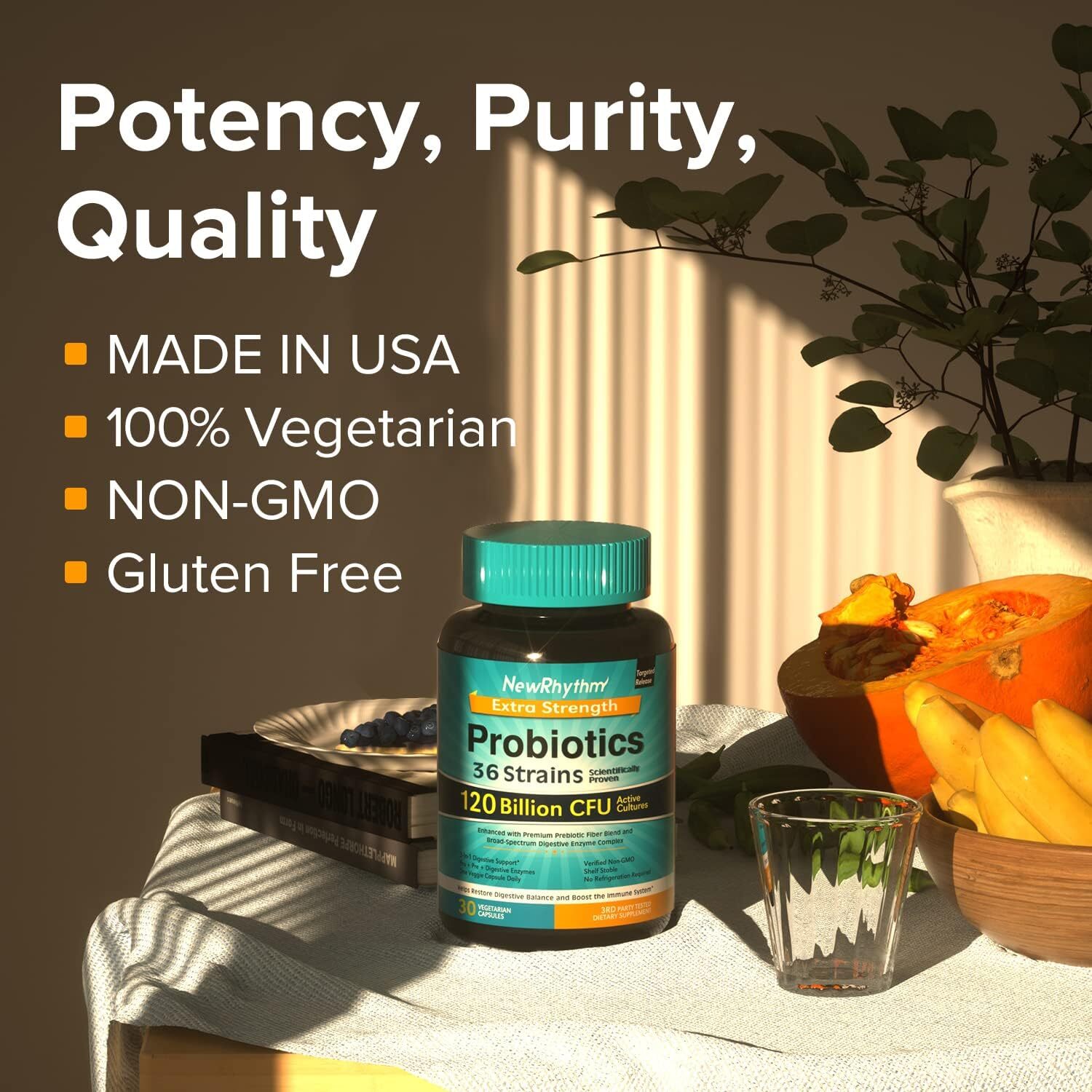 Newrhythm Extra Strength Probiotic 120 Billion Cfu With Prebiotics 30 Count