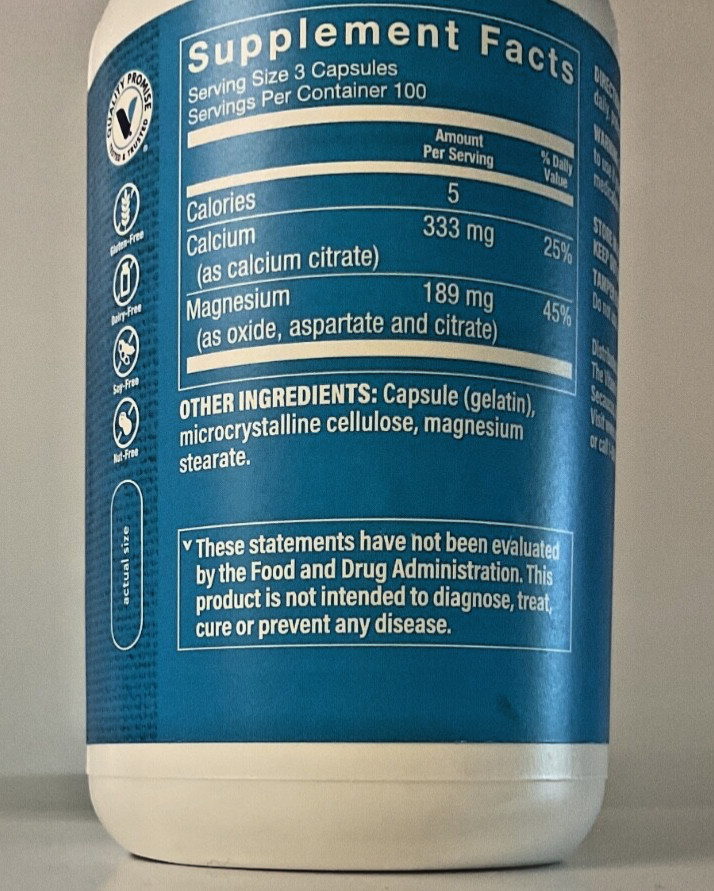 TheVitamin Shoppe CALCIUM CITRATE+MAGNESIUM 300 Capsules BEST BY 6/25