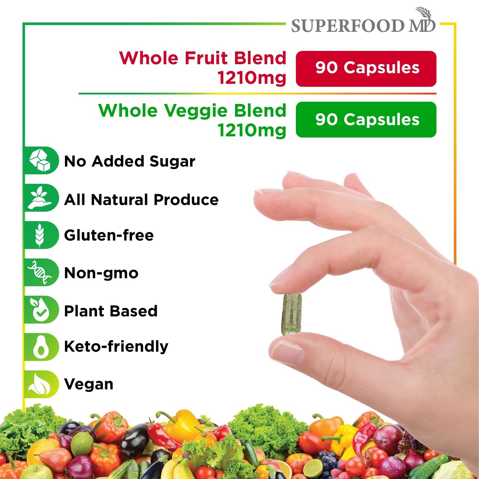 Superfood MD Fruits & Veggies Supplement – Whole Food Natural Superfoods – wi…