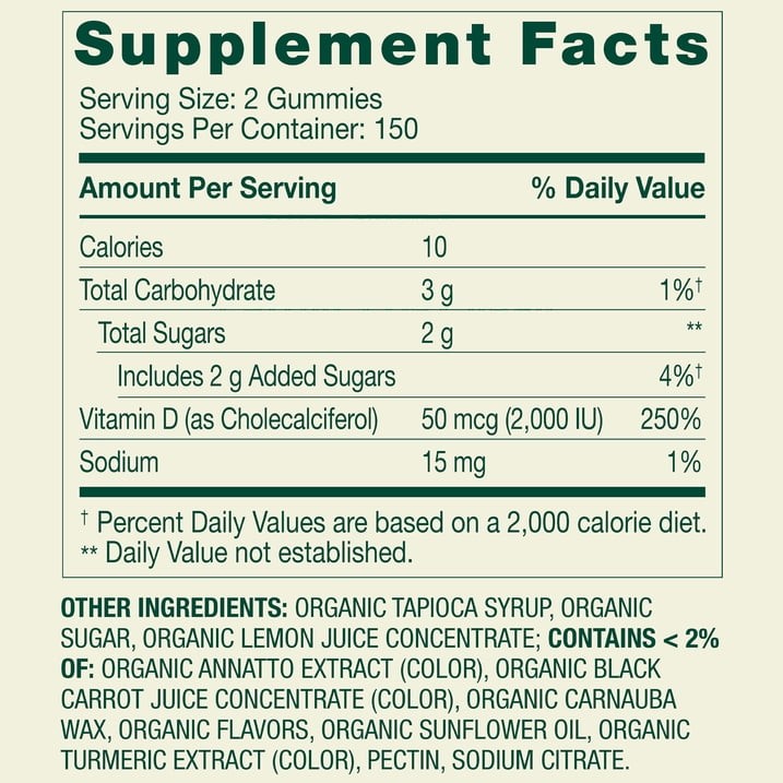 Spring Valley Vitamin D3 Gummies, 50mcg, Assorted Fruit, 300 Count